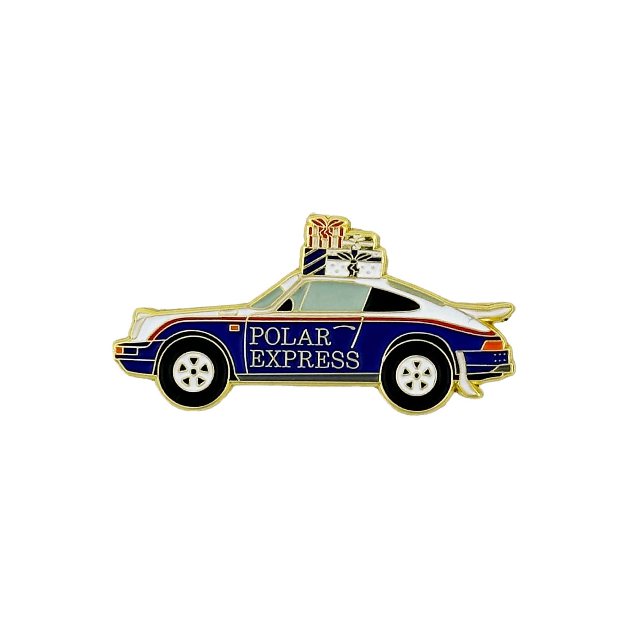 rennbetrieb porsche 953 polar express christmas enamel pin
